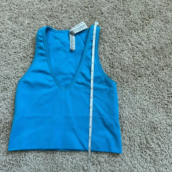 Athleta Aurora Seamless Crop Ribbed Tank‎ Santorini Blue Size XS - Picture 5 of 7